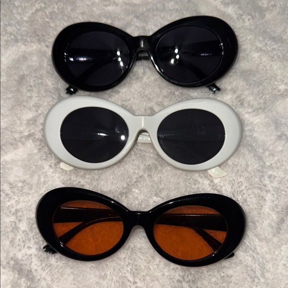 Clout Collection Accessories - Elegant Black, White, and Orange Sunglasses Trio